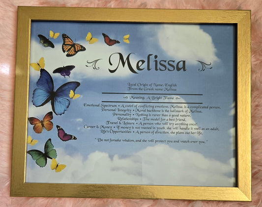 8x10 frame with name & meaning